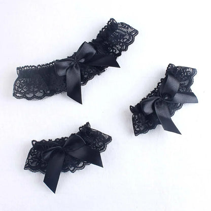 Women Sexy Bow Lace Choker Necklaces Torques Collar Floral Bowknot Wedding Party Cosplay Lolita Fashion Girls Elastic Neck Ring