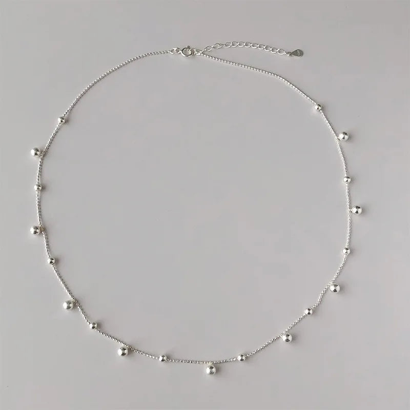 S925 Sterling Silver Necklace Bead Chain Beautiful SimpleMulti Round Bead Pendant For Women Wedding Fine Jewelry Christmas Gifts