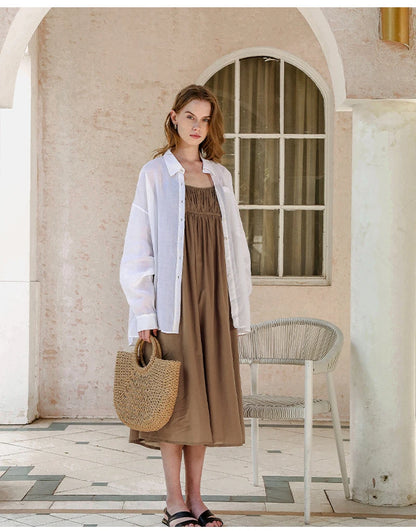 100% Cotton Dresses For Women 2022 Sexy Adjustable Strap Sleeveless Ruched Elegant Party Dresses Vestidos Femininos Frete GráTis