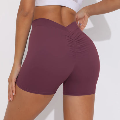Women's Sexy Stretch Yoga Shorts With Hip Lifting And Abdominal Tightening Tight Fitness Wearing Running Pants Externally