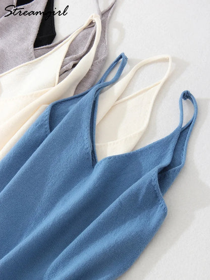 Women Knitted Top Straps Basic Summer Tank Tops For Women 2023 Camisoles T Shirts Women Tops Summer Pulovers Woman Summer Tops
