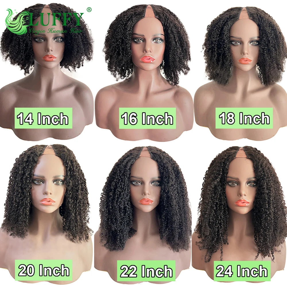 Afro Kinky Curly Human Hair Wigs 1x4 U V Part Wig Kinky Curly No Leave Out Brazilian Human Hair Wig For Black Women 200% Density