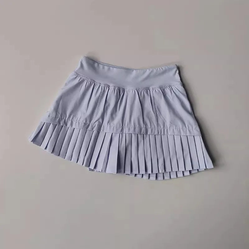 High Waisted Sports Short Skirt Summer New Style Cool Anti Glare Including Lined Shorts Fitness Yoga Quick Drying Pleated Skirt