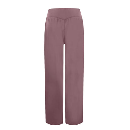 Wide Leg Yoga Pants For Women Solid Color High Waist Sweatpants With Pockets Stretch Comfy Workout Sports Trousers