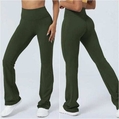 Women Yoga Pants 4 Way Stretch Tummy Control Workout Running Bell Bottom Leggings Long Bootleg Gym Flare Pants Women Sportswear