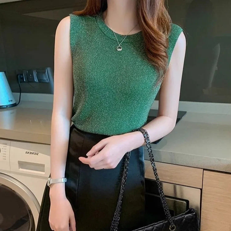 Summer Spring Fashion Tank Top Women Sleeveless Knitted T-Shirts Female Elastic Slim Casual Vests Tops Camis Pullover Shirts