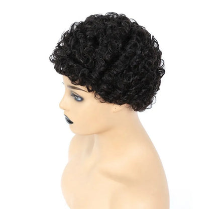 Wigs for Women Curly Wig with Bangs Full Machine Made Wig Machine Made Short Human Hair