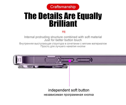 Original Transparent Phone Case For iPhone 15 14 12 11 13 Pro Max Mini Shockproof Cover X XR 8 7 6 Plus SE Clear Soft TPU Cases