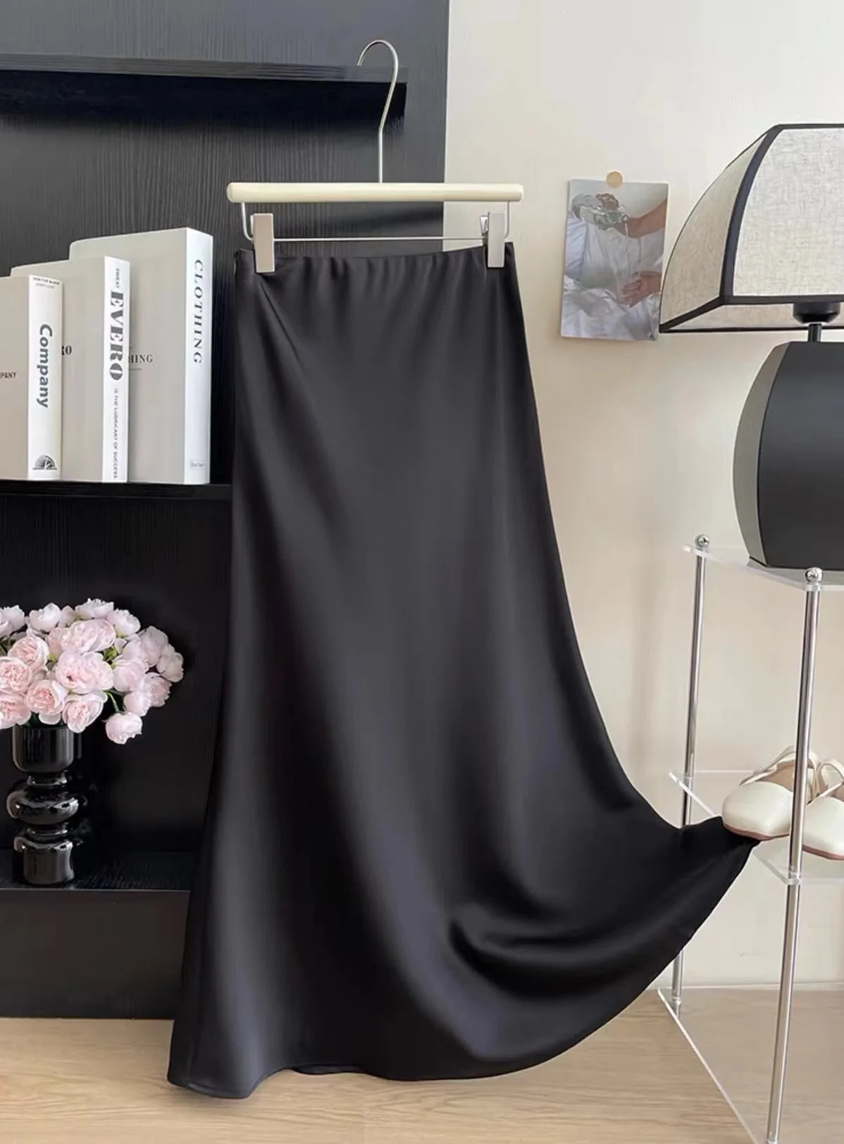 Long Skirts for Women High-waisted Thin Satin Acetate Silky Fishtail Skirt Korean Fashion Clothing Elegant Women's A-line Skirt