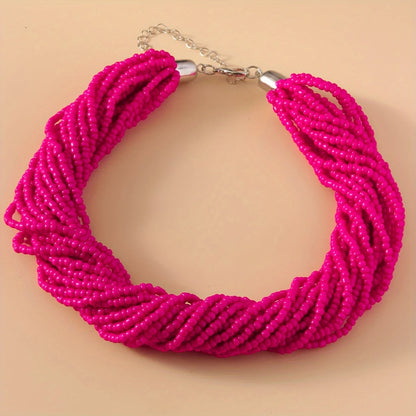 1 Pc Bohemian Fashion Sexy Elegant Multi layer Bead Necklace for Women Sweet Neck Chain Clavicle Chain Halloween Gift for Women