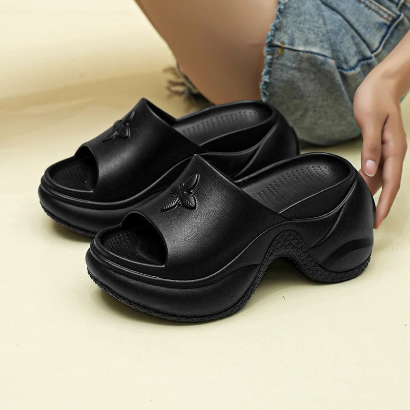 Women's Shoes 35-40 Spring Platform Clover Slippers High Heels Breathable Sandals Street Casual Shoes New Soft Soles