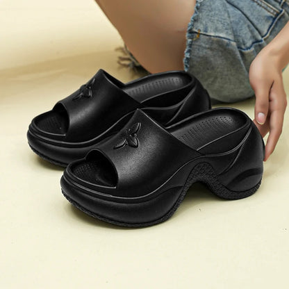 Women's Shoes 35-40 Spring Platform Clover Slippers High Heels Breathable Sandals Street Casual Shoes New Soft Soles