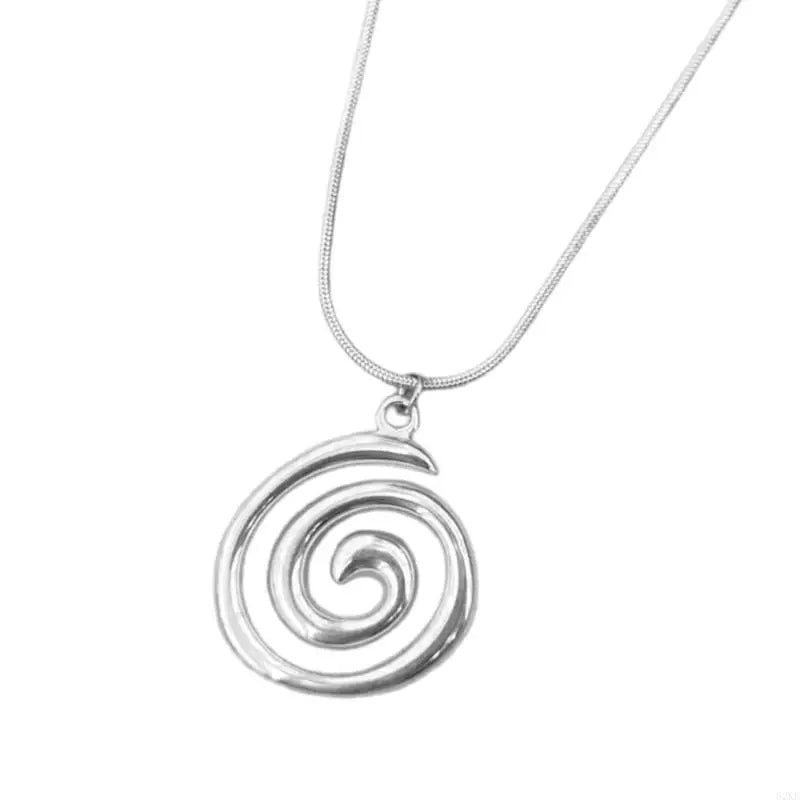 Fashionable Round Circle Necklace Accessory Swirl Pendant Collarbone Chain for Women Adjustable Chain Choker Jewelry