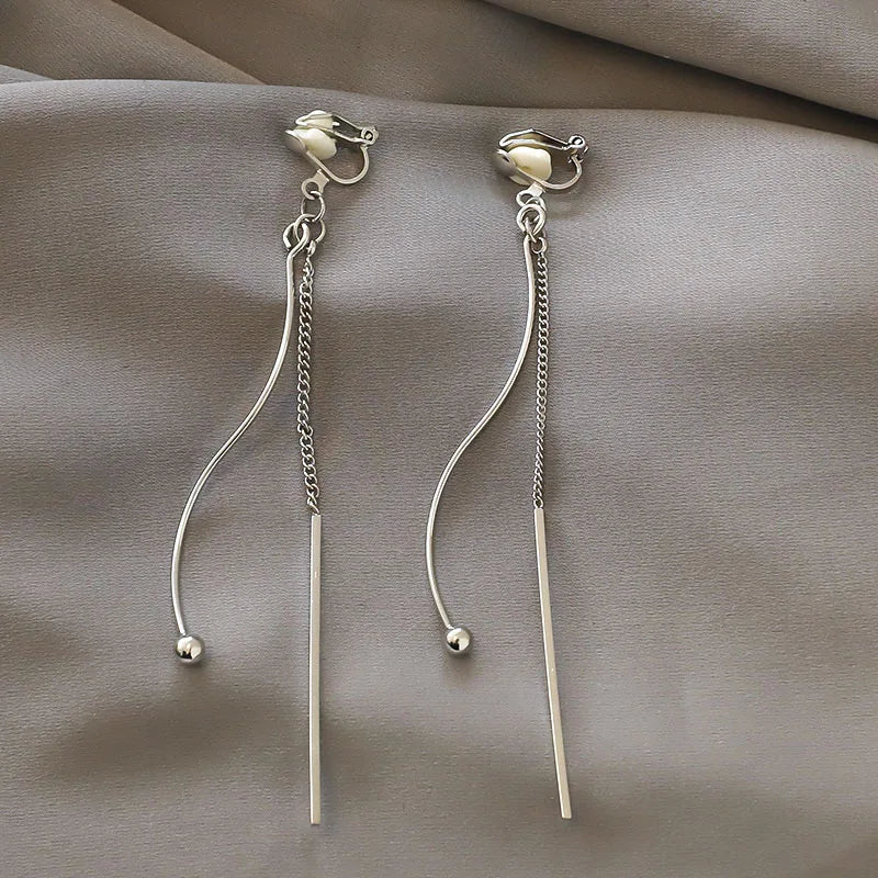 Korean Style Clip on Earrings No Pierced Earrings Women's Party Birthday Fashion Flower Heart Cute Cuff Earrings Ear Clip Gift