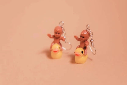 Baby Riding Duck Earrings baby earrings Weird but funky earrings accessory cute earrings women 2022 trending