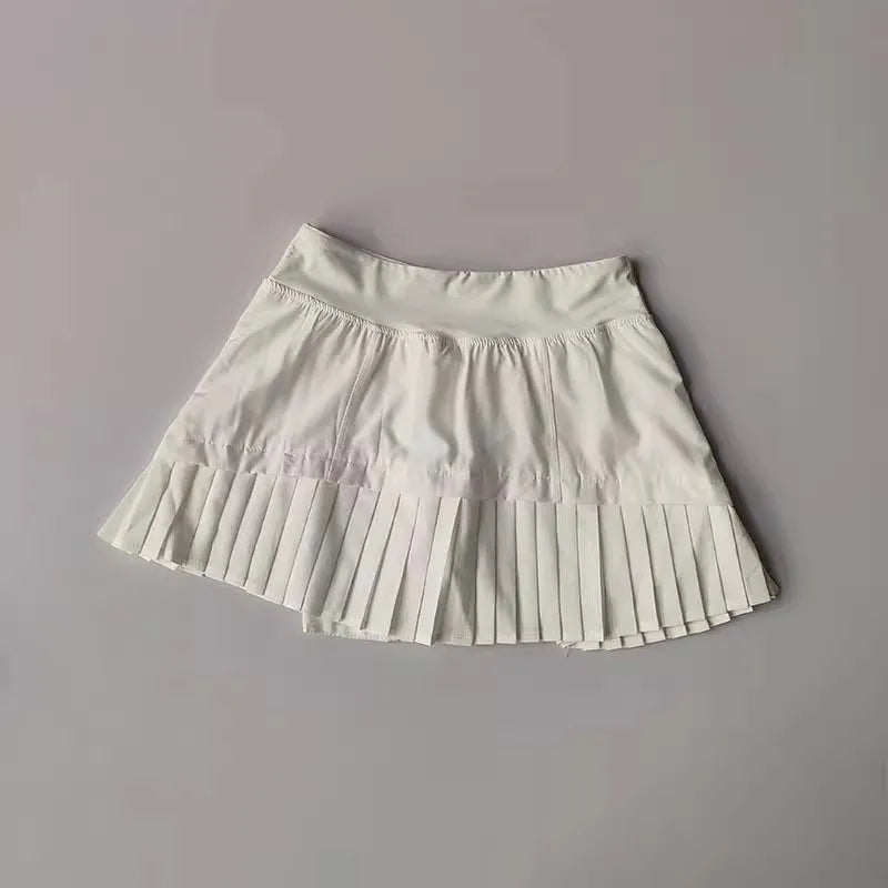 High Waisted Sports Short Skirt Summer New Style Cool Anti Glare Including Lined Shorts Fitness Yoga Quick Drying Pleated Skirt