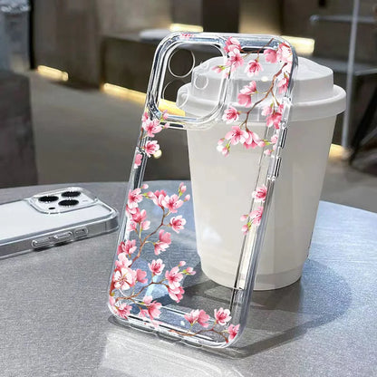 Flower Case For iPhone 11 Cases iPhone 15 12 13 14 16 Pro Max X XR XS Max 14 15 Plus 16Pro iPhone16 Clear Shockproof Cover Funda
