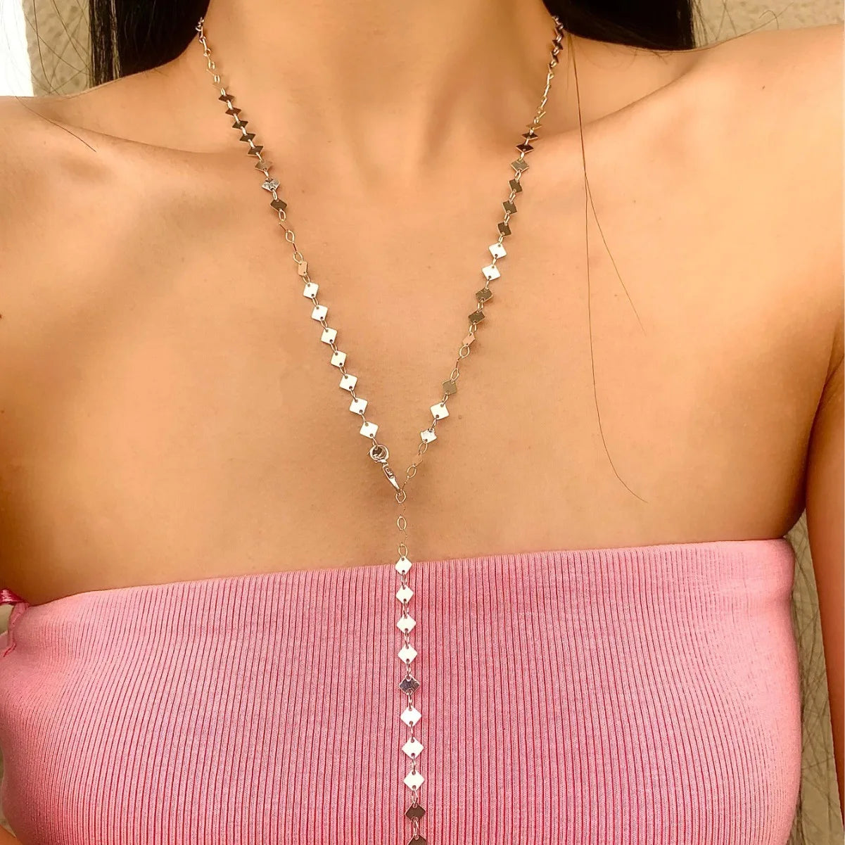 New Chic Long Round Necklaces for Women Teens Girls Sexy Y Necklace Collar Layered Metal Chain Personaliz Simply Jewelry
