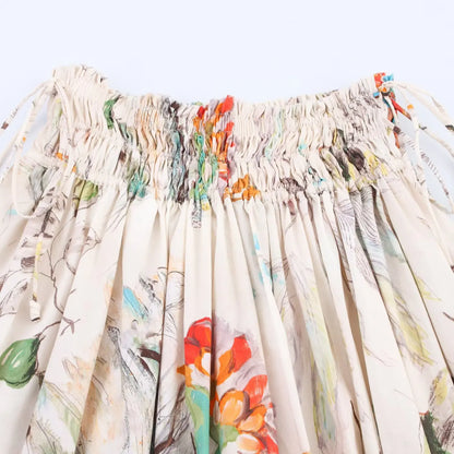 Skirts Summer Women's 2025 New Chic Printed High Waist Skirts Women's Summer Street Elegant Youth Holiday Skirt