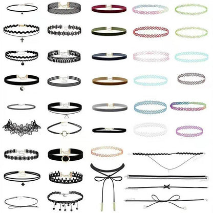 Lace Chokers Necklaces for Women Girls Ladies Vintage Flower Bead Circles Neck Jewelry Colourful Sexy Pink Black Fashion Velvet