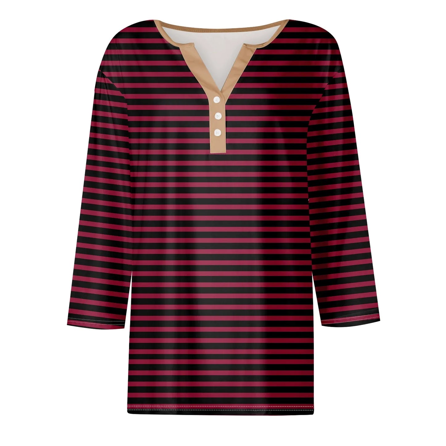 Tops For Women Women'S T Shirt Tee Print Button 3/4 Sleeve Daily Weekend Fashion Basic V Neck Regular Top Ropa De Mujer New