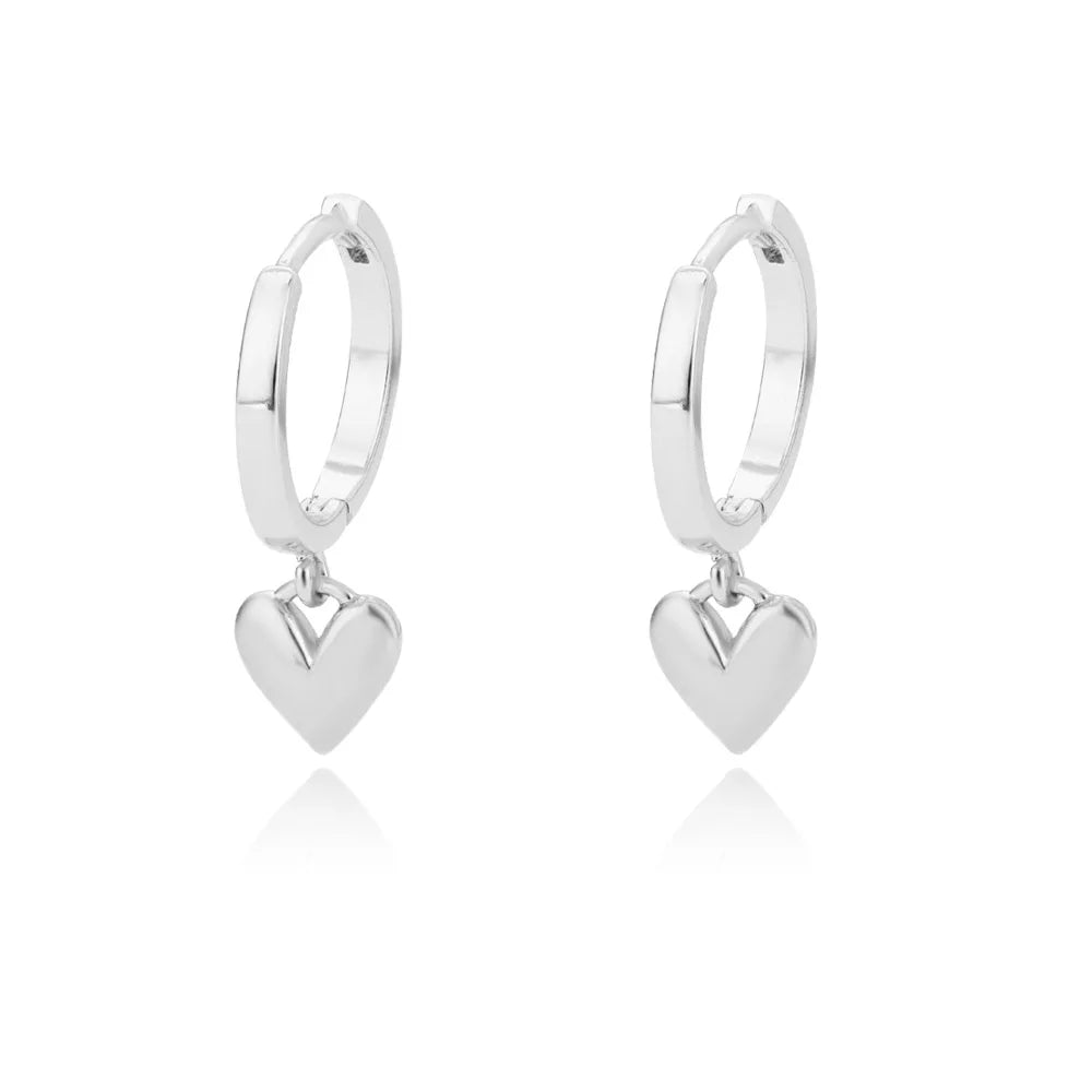 Heart Stainless Steel Earrings for Women Zircon Gold Color Hoop Earring Aesthetic Waterproof Ear Piercing Jewelry Accessories