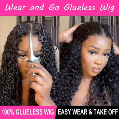 Wear And Go Kinky Curly Wig 7x5 6x4 Glueless Human Hair Wig Ready To Go Human Hair Lace Closure Glueless Wigs Pre Cut No Glue