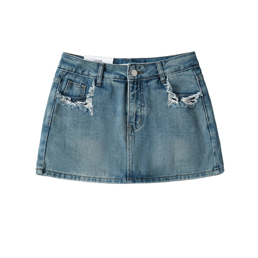 Mini skirts for women high waisted denim skirt black distressed jeans skirts womens 2024 Summer clothes blue jean skirts ripped