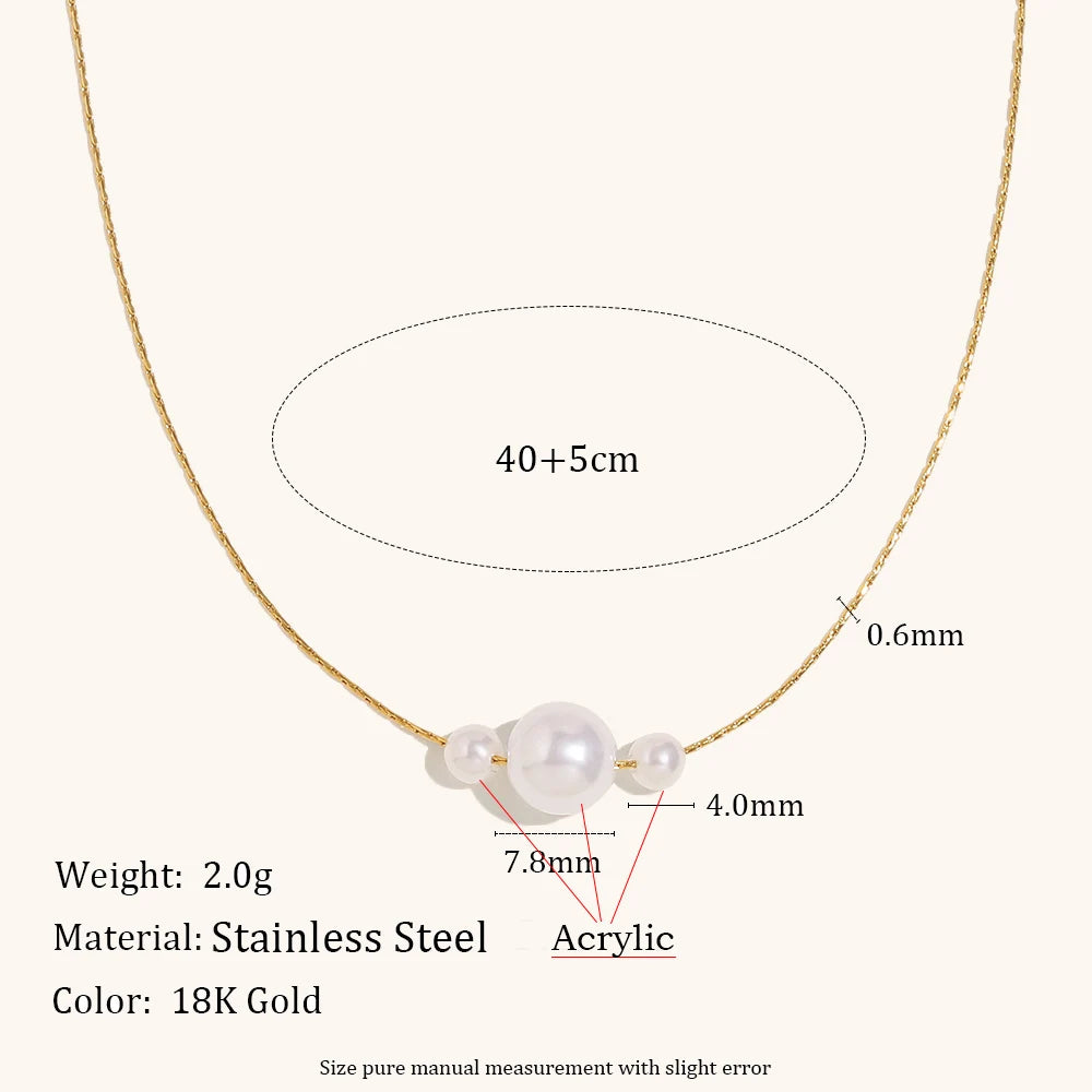 La.Muses Natural Pearl Beads Chic Elegant Exquisite Necklace Thin Chain Stainless Steel Minimalist Charm Collar Jewelry Women