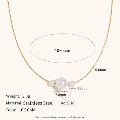 La.Muses Natural Pearl Beads Chic Elegant Exquisite Necklace Thin Chain Stainless Steel Minimalist Charm Collar Jewelry Women
