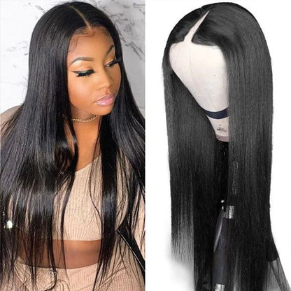 V Part Wig Straight Long Human Hair Wigs Mongolian Straight V Part Human Hair Wigs V Part Machine Made Wigs No Leave Out