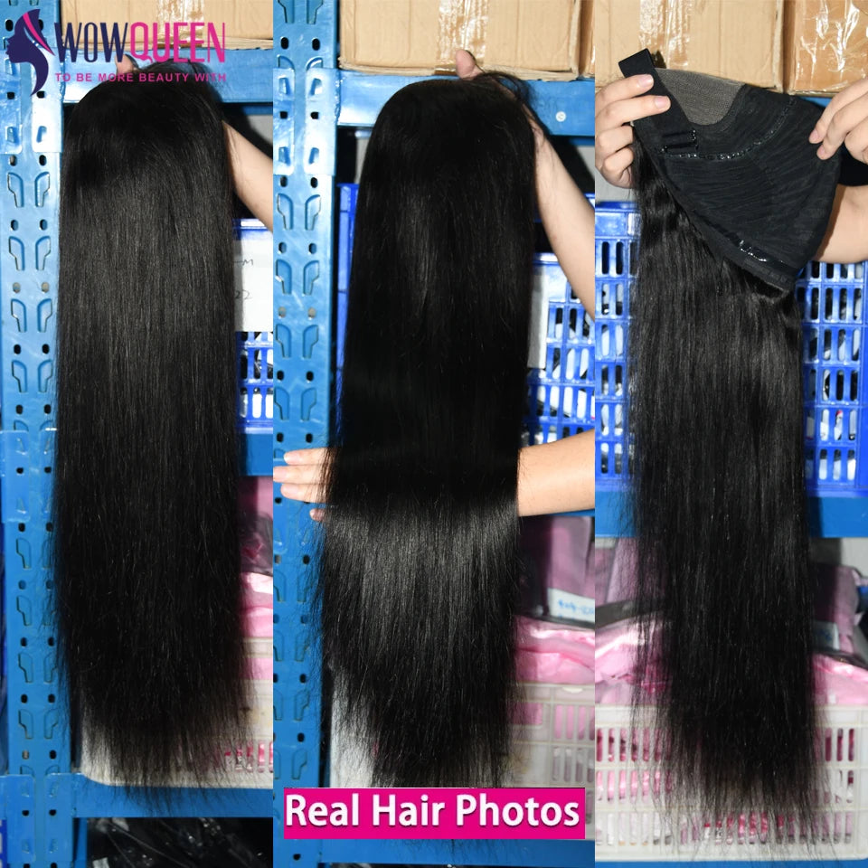 6x4 Glueless Wig Human Hair Ready To Wear Straight Human Hair Wigs Preplucked 32 Inch Pre Cut Lace 4x4 Transparent Closure Wig