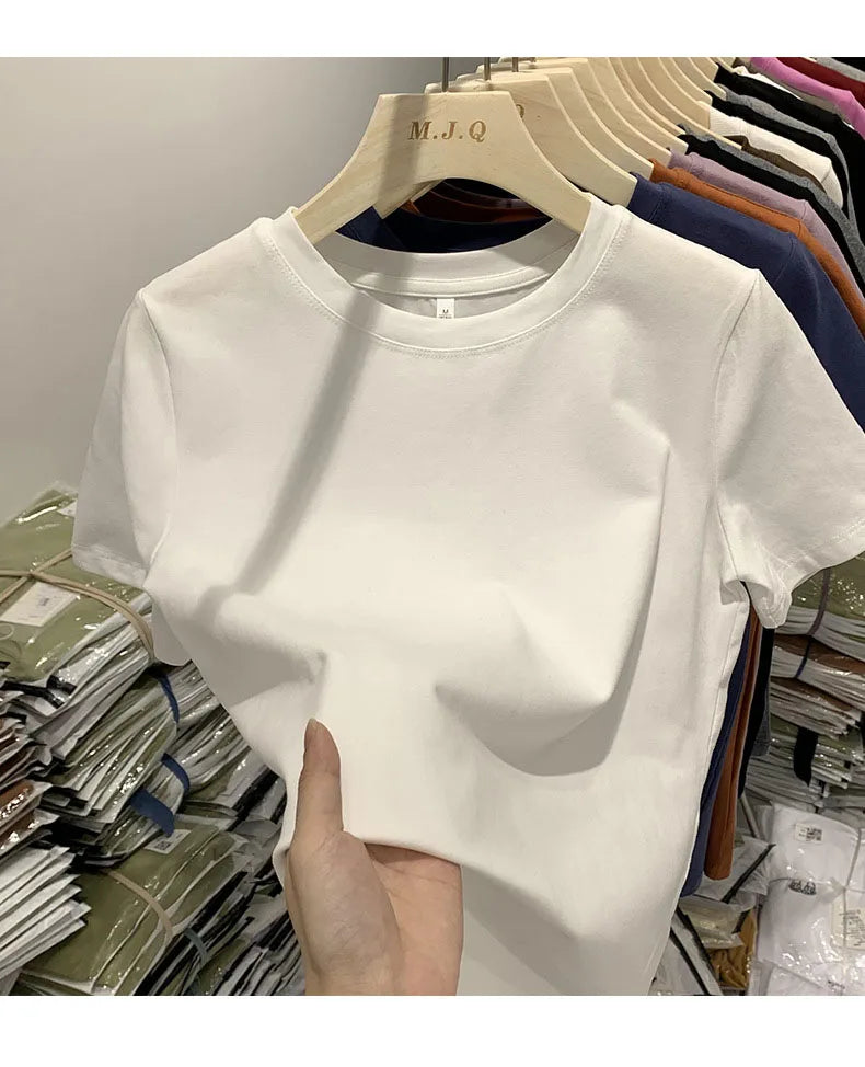 Women T Shirt Girls T-Shirt Woman Clothes Tops Cotton Tshirt Female Short Sleeve Spring Tee Sexy Y2k Top White