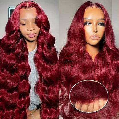 FABA Glueless Wigs Human Hair 7x5 Wear and Go Glueless Wig Pre Plucked  with Natural Hairline Burgundy Body Wave Wigs For Women
