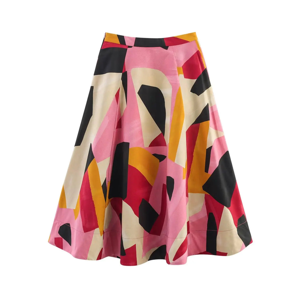 Skirts Summer Women's 2025 New Chic Print High Waist Women's Skirts Fashion Joker Street Youth Holiday Travel Skirts