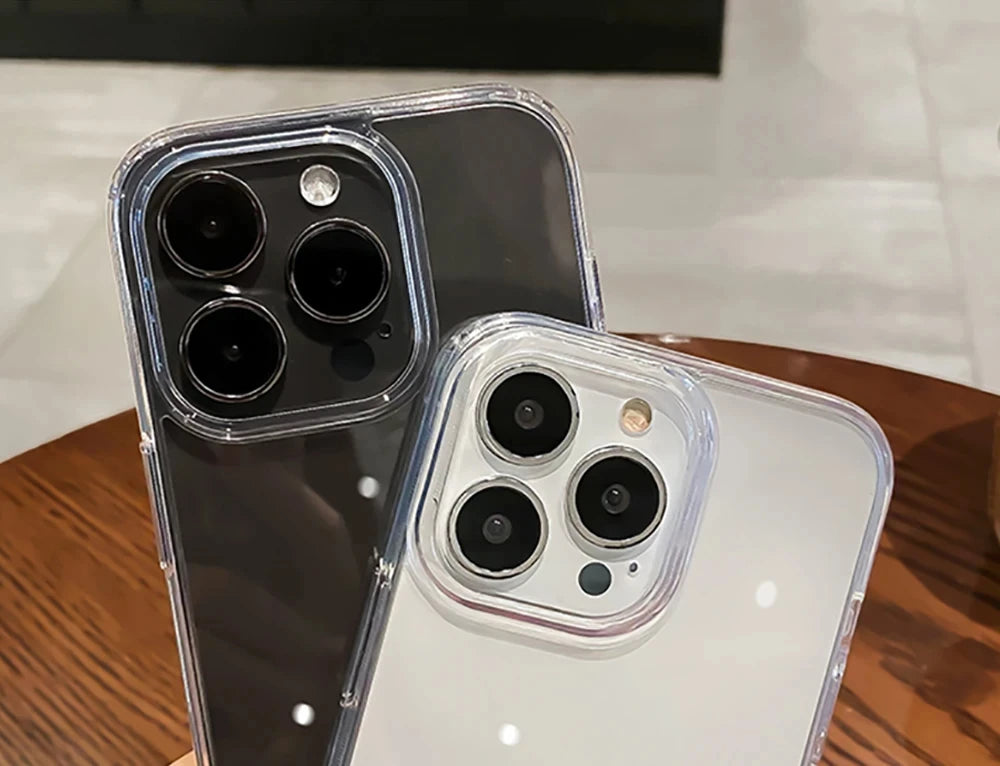 Luxury Shockproof Clear Bumper Cases For iPhone 16 15 14 13 12 11 Pro Max Plus Transparent Soft Acrylic Phone Cover Accessories