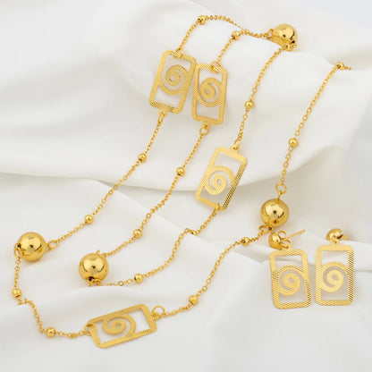 Long Necklaces with Earrings for Women Copper Waist Chain 110mm Vintage Pendant Trendy Wedding Party Jewelry Accessories Gifts