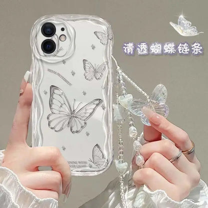 Fashion Butterfly Hand Chain Phone Case For Realme C67 C63 C53 C65 C11 C33 C31 C35 C55 C21Y C20 C21 C12 C15 C25 C30 GT6 Cover