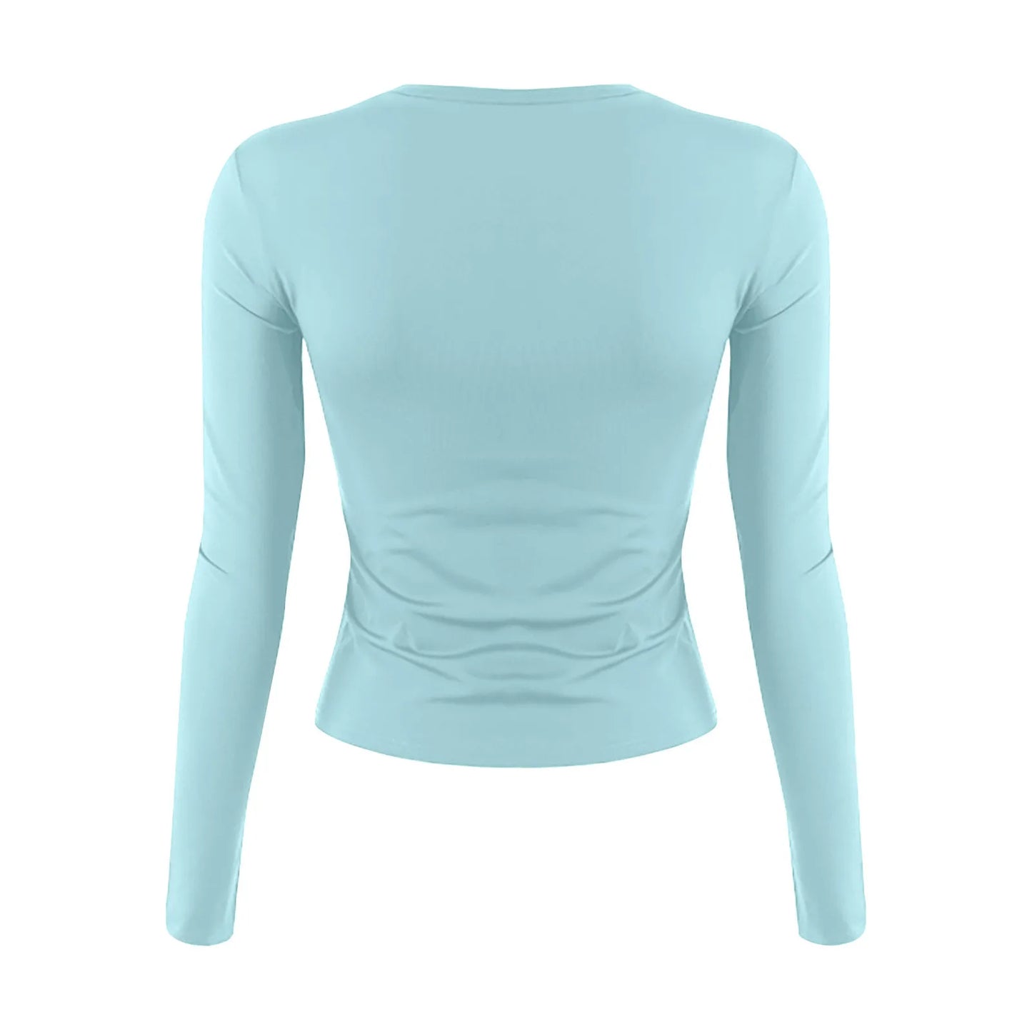 Women's Fashion Solid Colour Round Neck Long Sleeve T-Shirt Top Tops for Women Womens Tops and Blouses Trendy Womens Summer Tops