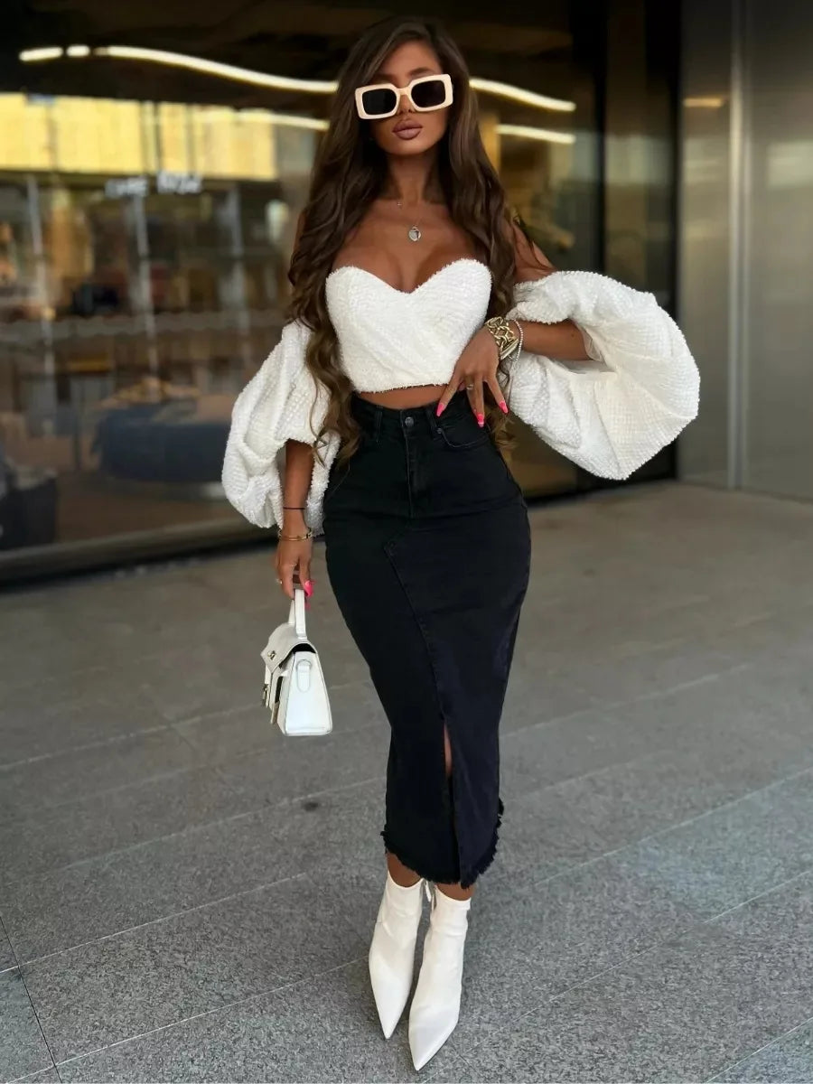Denim Skirt Woman Streetwear Long Slim Skirts For Women Asymmetric High Quality Skirt Woman 2024 Trend High Waist Long Skirts