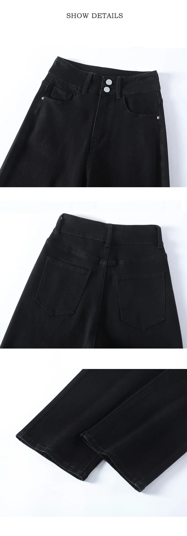 Women's Jeans Autumn High Waist Loose Straight Denim Pants Black Blue Fashion Korean Street Stretch Soft Comfortable Trousers