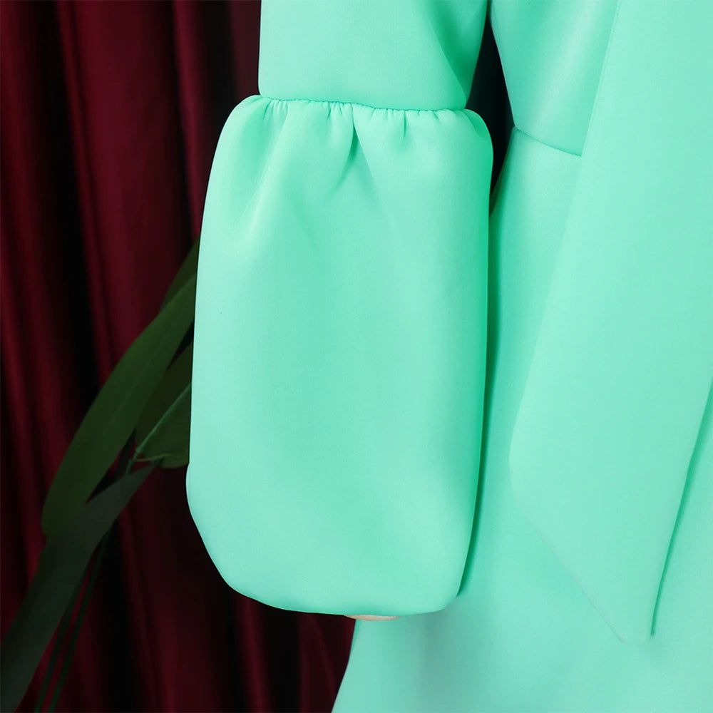 Elegant Dresses for Women Bow Collar Full Sleeve High Waisted A Line Mid Calf Luxury Female Birthday Party Dinner Vestidos Mujer