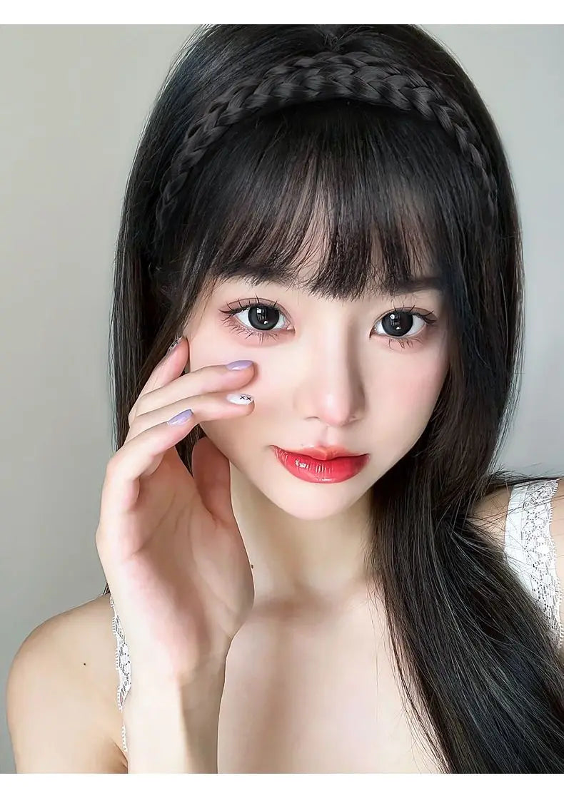 Wig Bangs Headband Synthetic Bangs Hair Extension Fake Fringe Natural Hair Clip on Hairpieces for Women Invisible Natural Clip