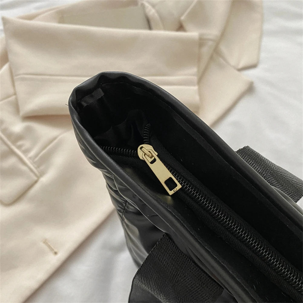 Fashion Tote Handbags for Women Black Large Capacity Soft Rhombus Bags Vinatge Quilted Shoulder Bag Purse for Travel Shopping