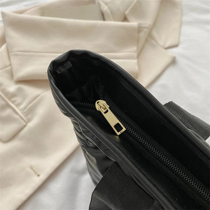 Fashion Tote Handbags for Women Black Large Capacity Soft Rhombus Bags Vinatge Quilted Shoulder Bag Purse for Travel Shopping