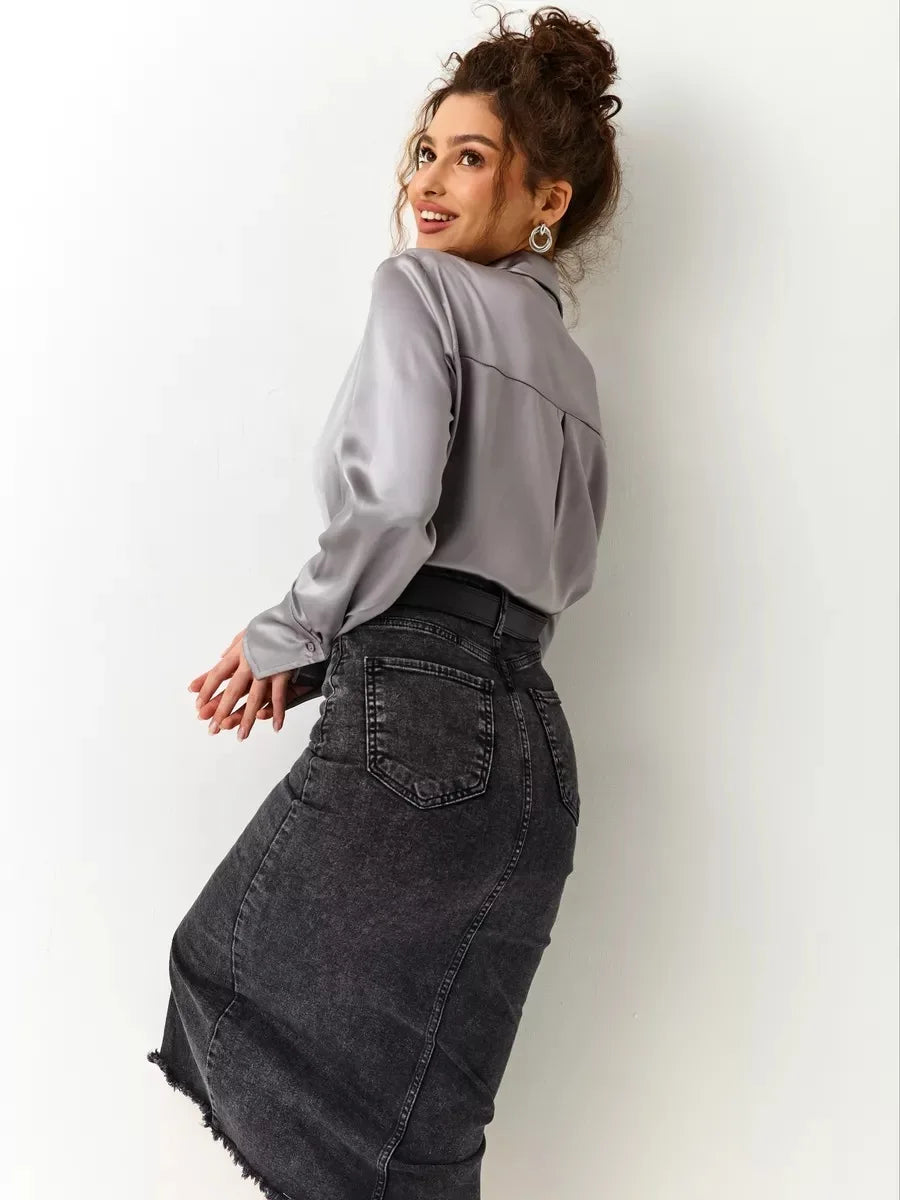 Denim Skirt Woman Streetwear Long Slim Skirts For Women Asymmetric High Quality Skirt Woman 2024 Trend High Waist Long Skirts