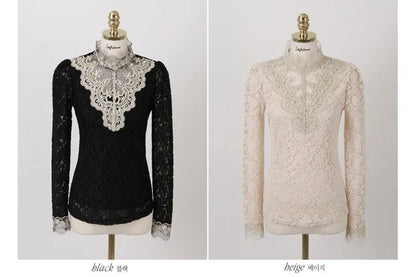 Women T Shirts Vintage Spring Winter Tees Autumn Lace Beads Hole Sexy Tops Warm Blouse Top Casual Full Long Sleeve Shirt