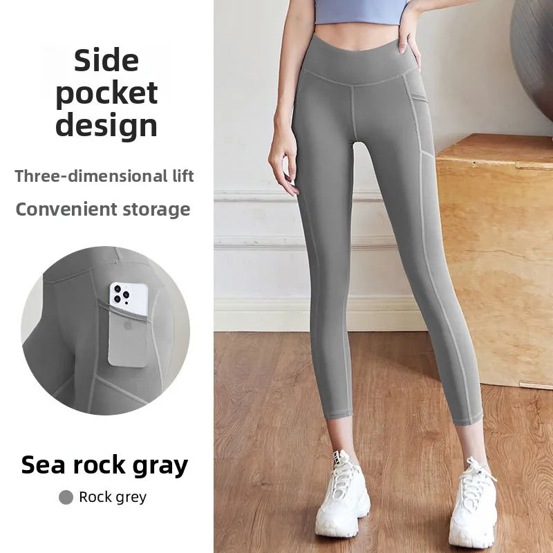 Yoga Pants Women High Waist Lift Hip Mesh Side Pocket Stretch Sports Leggings Running Yoga Clothing Fitness Pants