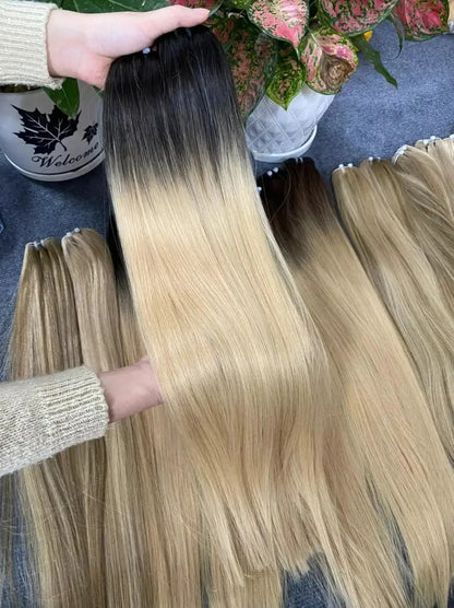 Maxhair No Weft 613 Human Hair Weave Blonde Straight Human Hair 1B 613 Ombre Blonde Vietnamese Straight Hair Bundles Remy