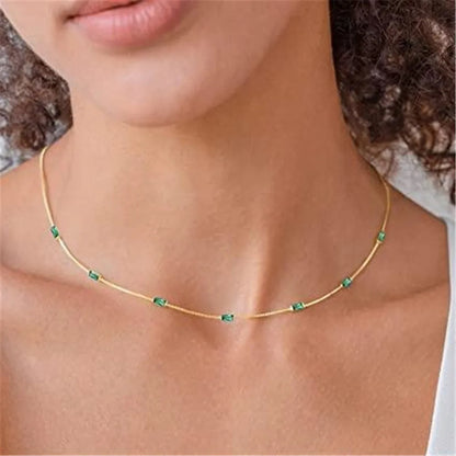 CANNER Necklace For Women Silver 925 Sterling Colored Zircon Collarbone Chain Trendy Jewelry Delicate Simple Long Thin Chain